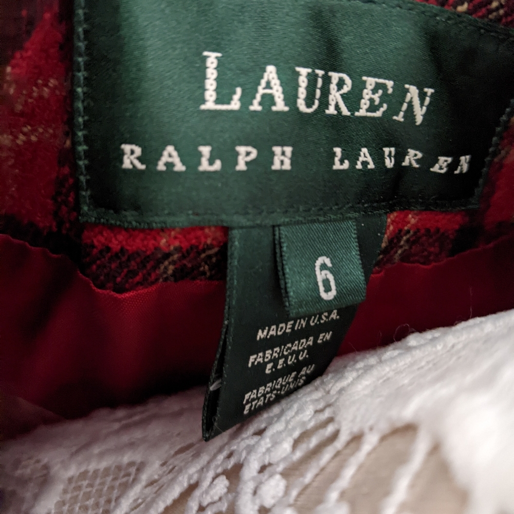 Ralph Lauren Red Plaid Jacket with Faux Fur Collar - Picture 6 of 6